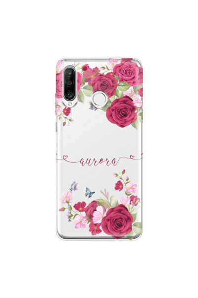 HUAWEI - P30 Lite - Soft Clear Case - Rose Garden with Monogram
