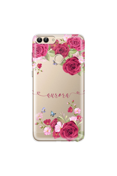 HUAWEI - P Smart 2018 - Soft Clear Case - Rose Garden with Monogram