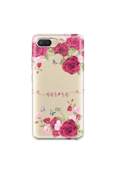 XIAOMI - Redmi 6 - Soft Clear Case - Rose Garden with Monogram