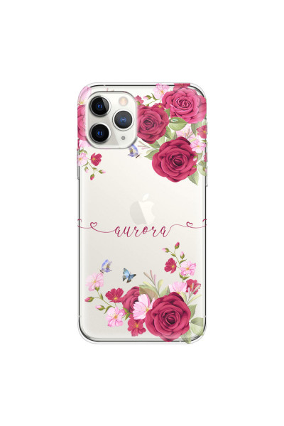 APPLE - iPhone 11 Pro - Soft Clear Case - Rose Garden with Monogram