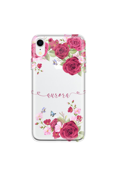 APPLE - iPhone XR - Soft Clear Case - Rose Garden with Monogram