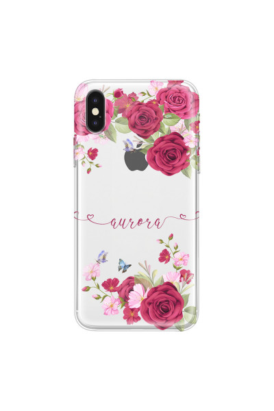 APPLE - iPhone XS Max - Soft Clear Case - Rose Garden with Monogram