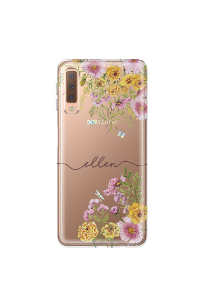SAMSUNG - Galaxy A7 2018 - Soft Clear Case - Meadow Garden with Monogram