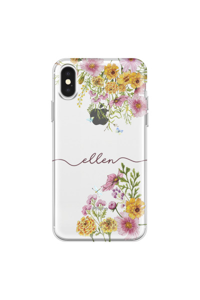 APPLE - iPhone X - Soft Clear Case - Meadow Garden with Monogram