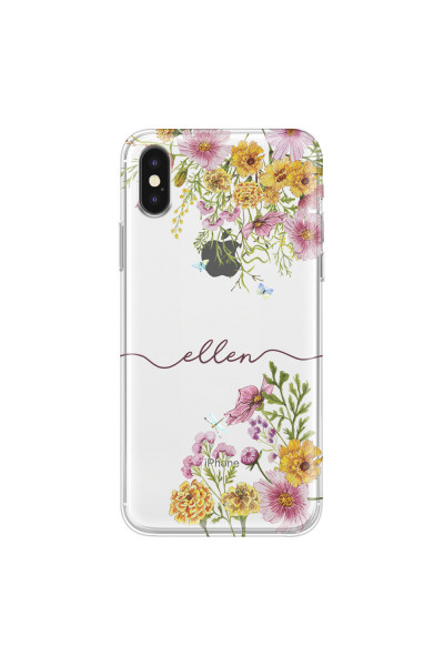 APPLE - iPhone XS - Soft Clear Case - Meadow Garden with Monogram