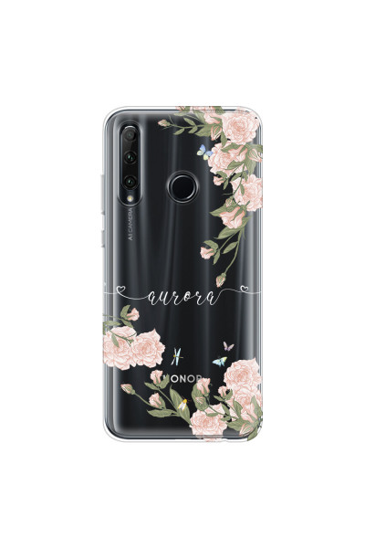 HONOR - Honor 20 lite - Soft Clear Case - Pink Rose Garden with Monogram