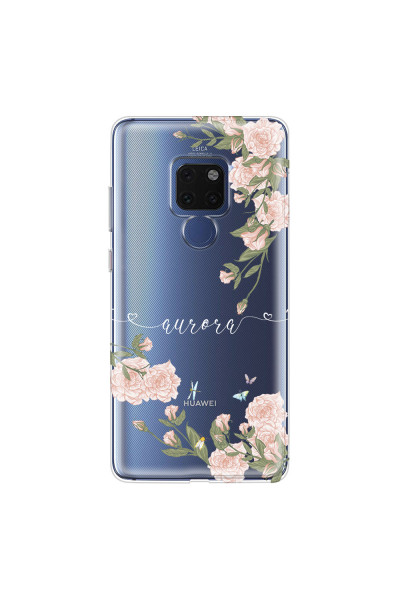 HUAWEI - Mate 20 - Soft Clear Case - Pink Rose Garden with Monogram