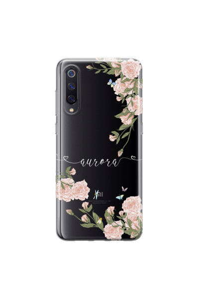 XIAOMI - Xiaomi Mi 9 - Soft Clear Case - Pink Rose Garden with Monogram