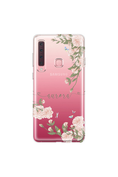 SAMSUNG - Galaxy A9 2018 - Soft Clear Case - Pink Rose Garden with Monogram