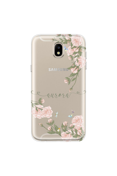 SAMSUNG - Galaxy J5 2017 - Soft Clear Case - Pink Rose Garden with Monogram