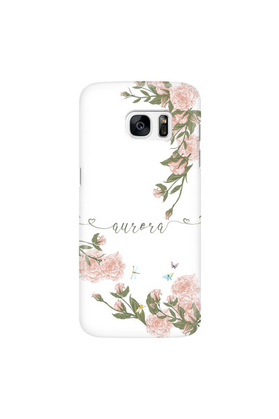 SAMSUNG - Galaxy S7 Edge - 3D Snap Case - Pink Rose Garden with Monogram