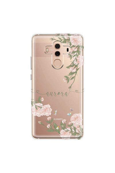 HUAWEI - Mate 10 Pro - Soft Clear Case - Pink Rose Garden with Monogram