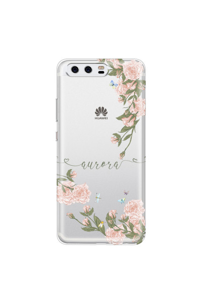 HUAWEI - P10 - Soft Clear Case - Pink Rose Garden with Monogram