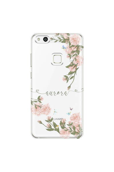 HUAWEI - P10 Lite - Soft Clear Case - Pink Rose Garden with Monogram