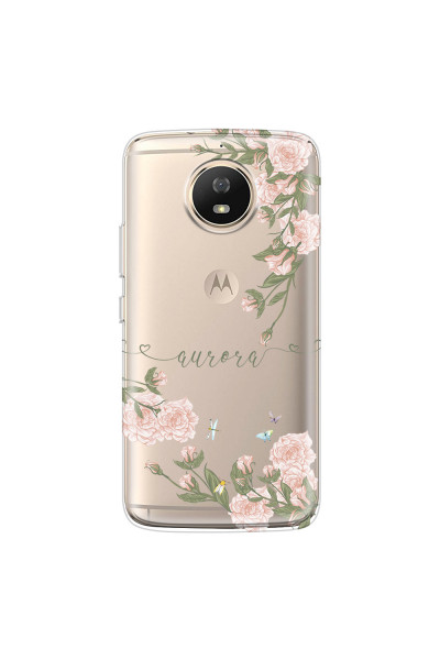 MOTOROLA by LENOVO - Moto G5s - Soft Clear Case - Pink Rose Garden with Monogram