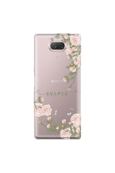 SONY - Sony 10 Plus - Soft Clear Case - Pink Rose Garden with Monogram