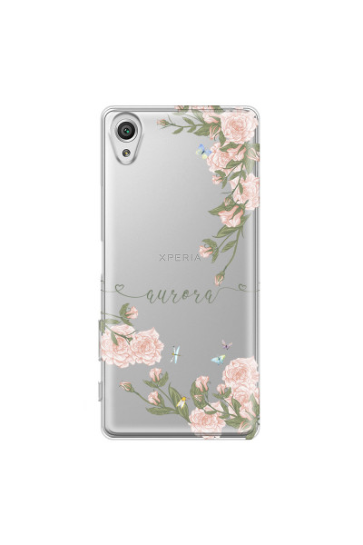 SONY - Sony XA1 - Soft Clear Case - Pink Rose Garden with Monogram