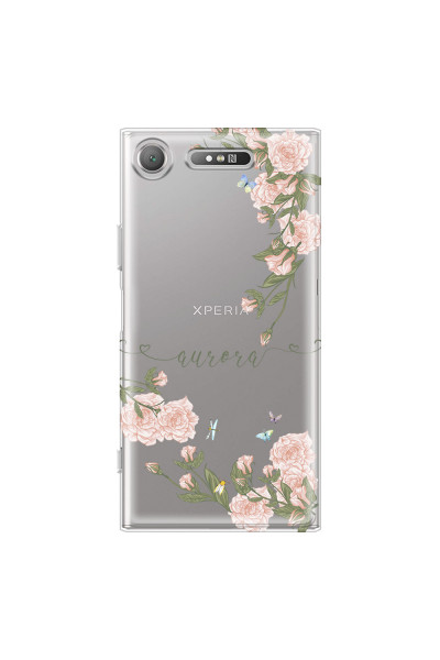 SONY - Sony XZ1 - Soft Clear Case - Pink Rose Garden with Monogram
