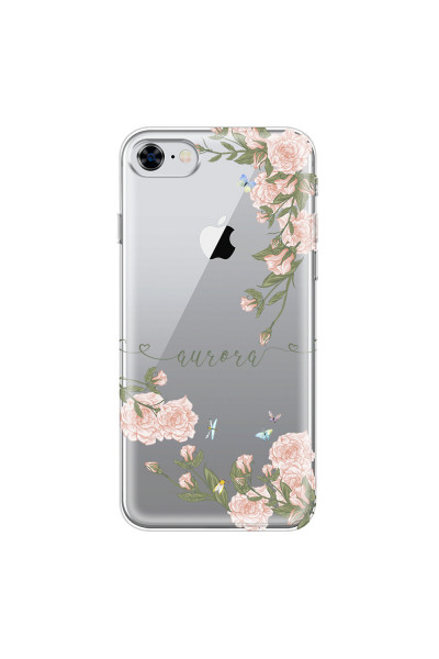 APPLE - iPhone 8 - Soft Clear Case - Pink Rose Garden with Monogram