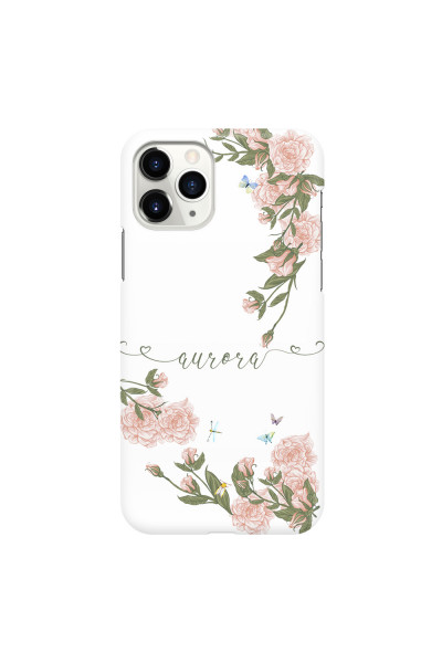 APPLE - iPhone 11 Pro - 3D Snap Case - Pink Rose Garden with Monogram