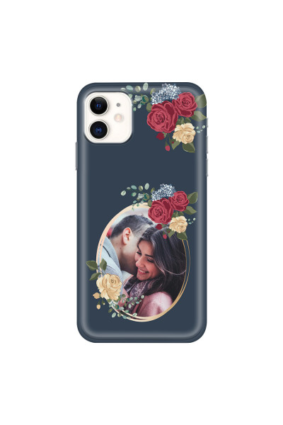 APPLE - iPhone 11 - Soft Clear Case - Blue Floral Mirror Photo