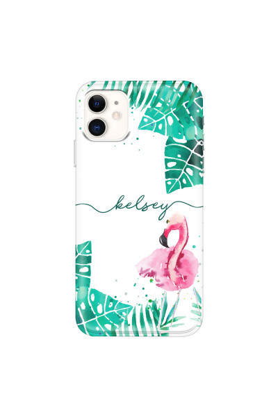 APPLE - iPhone 11 - Soft Clear Case - Flamingo Watercolor