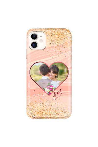 APPLE - iPhone 11 - Soft Clear Case - Glitter Love Heart Photo
