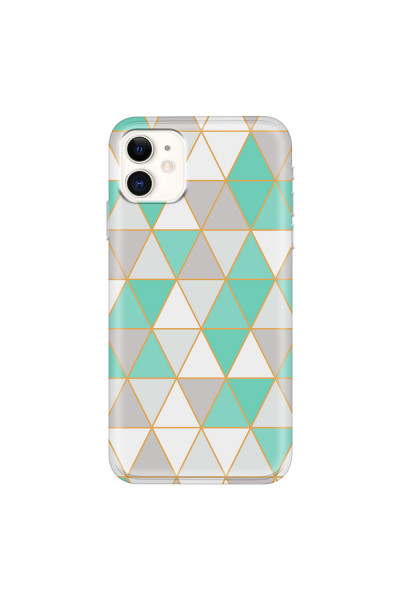 APPLE - iPhone 11 - Soft Clear Case - Green Triangle Pattern