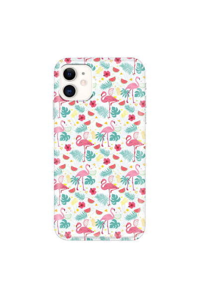 APPLE - iPhone 11 - Soft Clear Case - Tropical Flamingo II