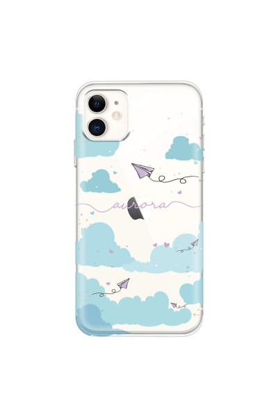 APPLE - iPhone 11 - Soft Clear Case - Up in the Clouds Purple