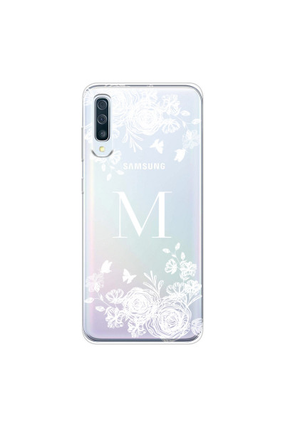 SAMSUNG - Galaxy A50 - Soft Clear Case - White Lace Monogram