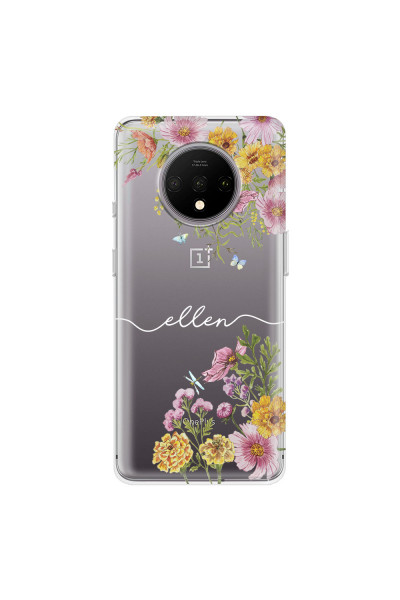 ONEPLUS - OnePlus 7T - Soft Clear Case - Meadow Garden with Monogram White