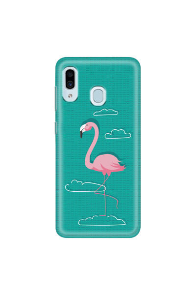 SAMSUNG - Galaxy A20 / A30 - Soft Clear Case - Cartoon Flamingo