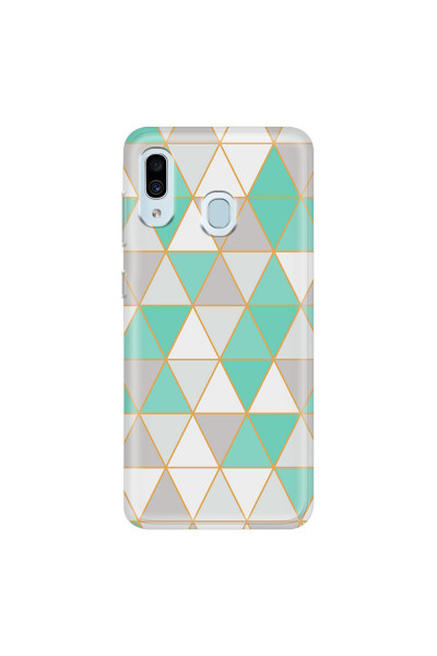 SAMSUNG - Galaxy A20 / A30 - Soft Clear Case - Green Triangle Pattern