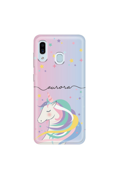 SAMSUNG - Galaxy A20 / A30 - Soft Clear Case - Pink Unicorn Handwritten