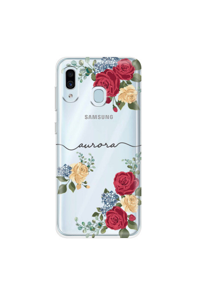 SAMSUNG - Galaxy A20 / A30 - Soft Clear Case - Red Floral Handwritten