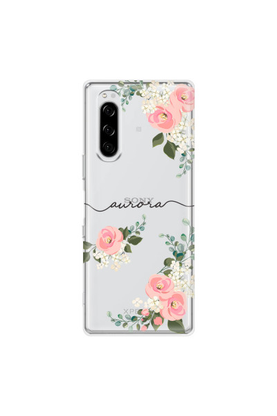 SONY - Sony Xperia 5 - Soft Clear Case - Pink Floral Handwritten