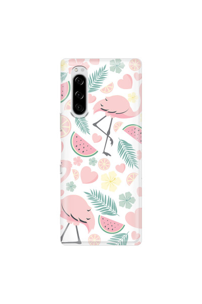 SONY - Sony Xperia 5 - Soft Clear Case - Tropical Flamingo III
