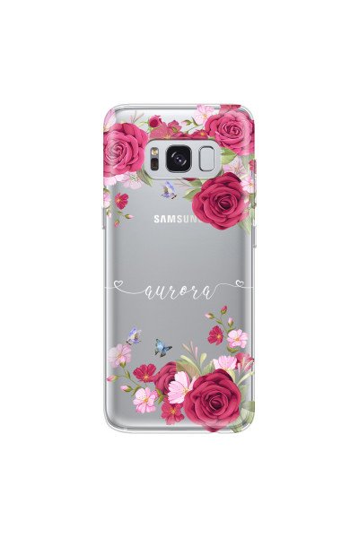 SAMSUNG - Galaxy S8 - Soft Clear Case - Rose Garden with Monogram White