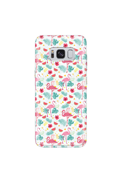 SAMSUNG - Galaxy S8 - Soft Clear Case - Tropical Flamingo II