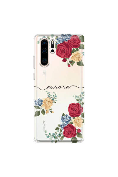 HUAWEI - P30 Pro - Soft Clear Case - Red Floral Handwritten