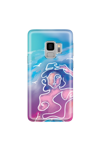 SAMSUNG - Galaxy S9 - Soft Clear Case - Lady With Seagulls