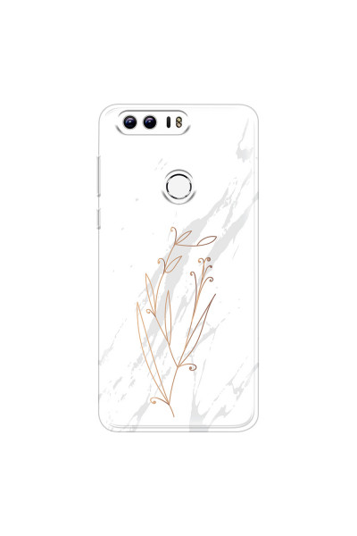 HONOR - Honor 8 - Soft Clear Case - White Marble Flowers