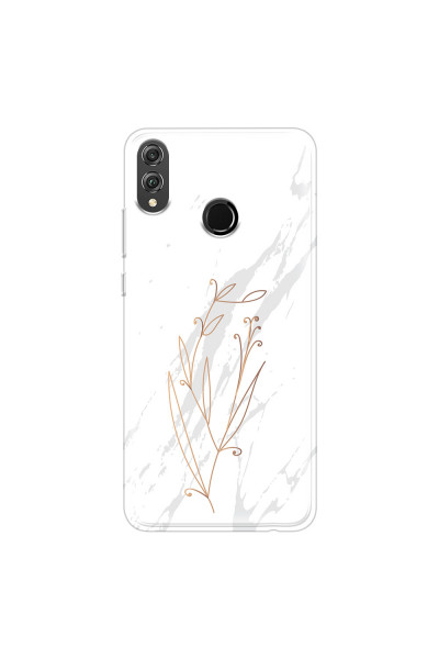 HONOR - Honor 8X - Soft Clear Case - White Marble Flowers