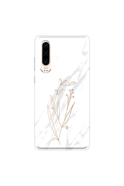 HUAWEI - P30 - Soft Clear Case - White Marble Flowers