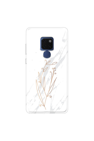 HUAWEI - Mate 20 - Soft Clear Case - White Marble Flowers