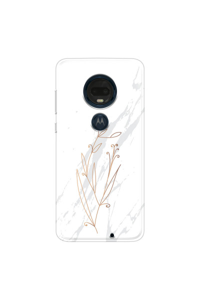 MOTOROLA by LENOVO - Moto G7 Plus - Soft Clear Case - White Marble Flowers