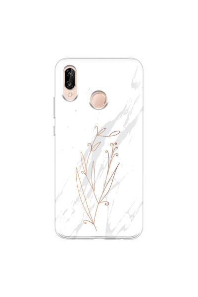 HUAWEI - P20 Lite - Soft Clear Case - White Marble Flowers