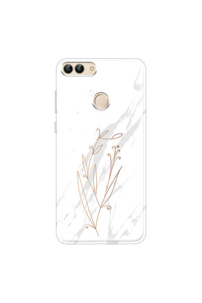 HUAWEI - P Smart 2018 - Soft Clear Case - White Marble Flowers