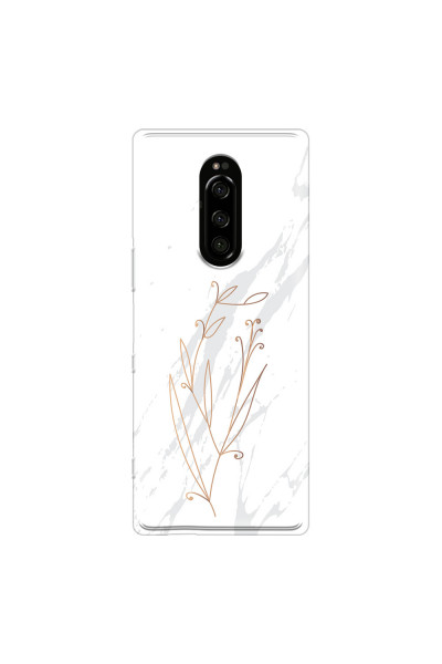 SONY - Sony Xperia 1 - Soft Clear Case - White Marble Flowers
